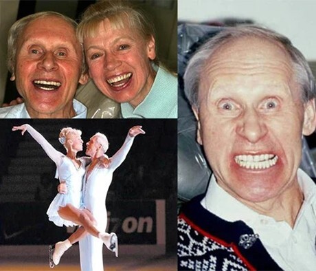 Oleg proudly displaying his confident, white smile beside his wife, Ludmila